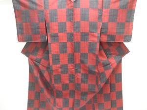 未使用品　市松模様織出し西陣お召し着物